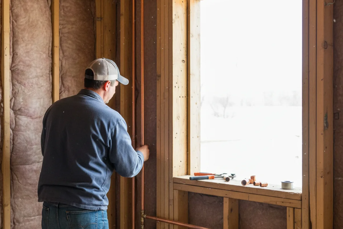 Licensed plumber running new copper supply lines in a Novelty home