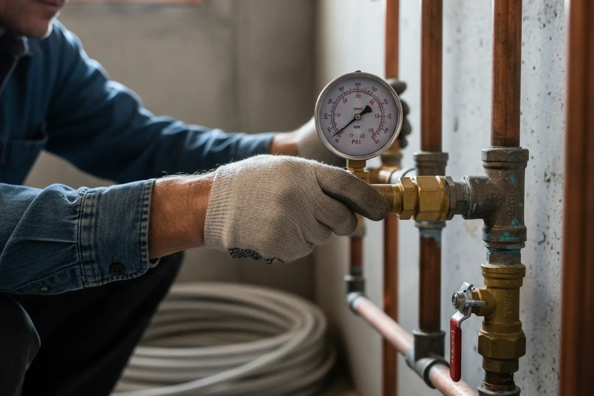 Pressure testing a repaired line during Water Line Repair in Novelty